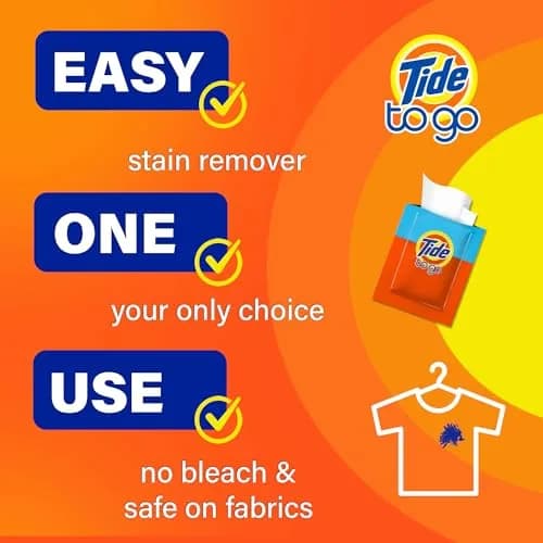 Tide To Go Wipes Instant Stain Remover 80 Count (20 Wipes x 4 Packs) | Fights Stains on Most Fabrics thumbnail 4