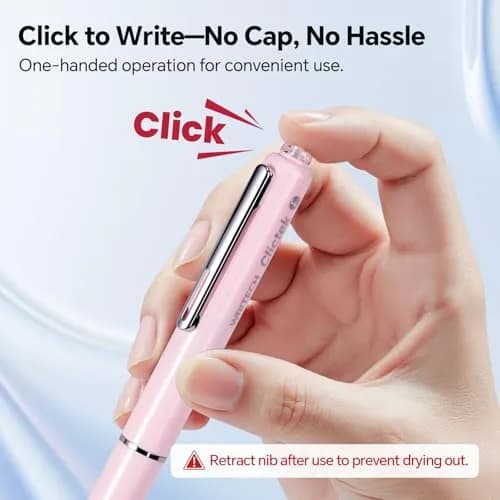 WRITECH Clictek Retractable Fountain Pen Fine Point 0.5mm (Pink) | Smooth Ink Flow thumbnail 2