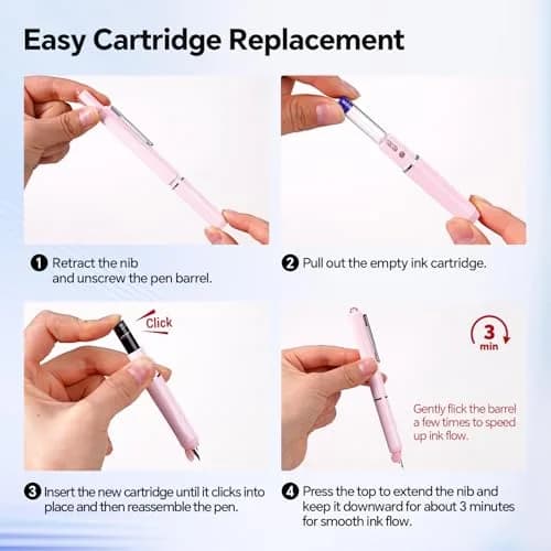 WRITECH Clictek Retractable Fountain Pen Fine Point 0.5mm (Pink) | Smooth Ink Flow thumbnail 3