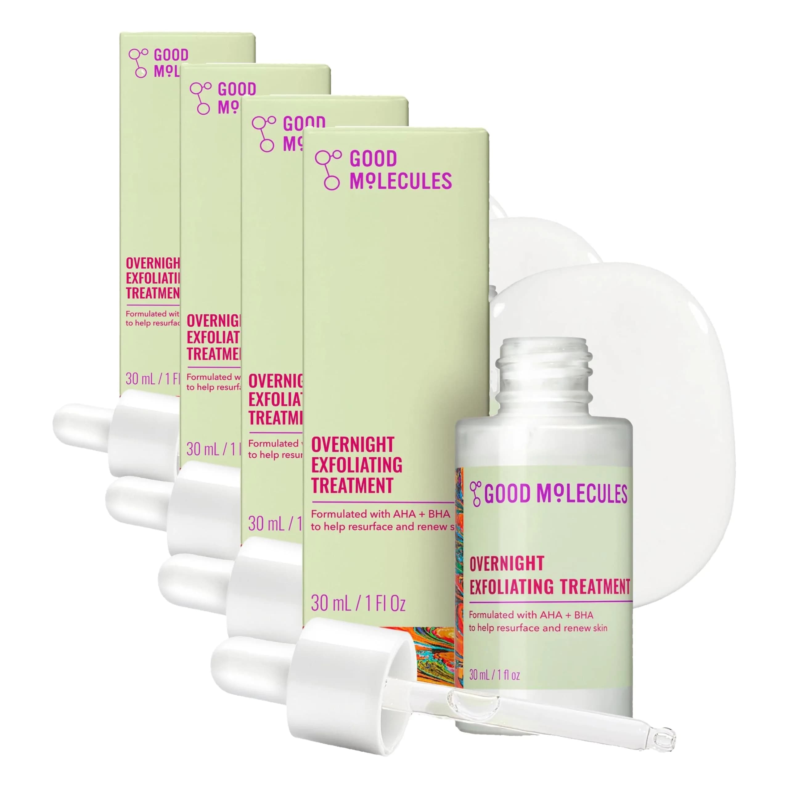 Good Molecules Overnight Exfoliating Treatment 120ml (4 Fl Oz) | AHA & BHA Face Exfoliator for Resurfacing