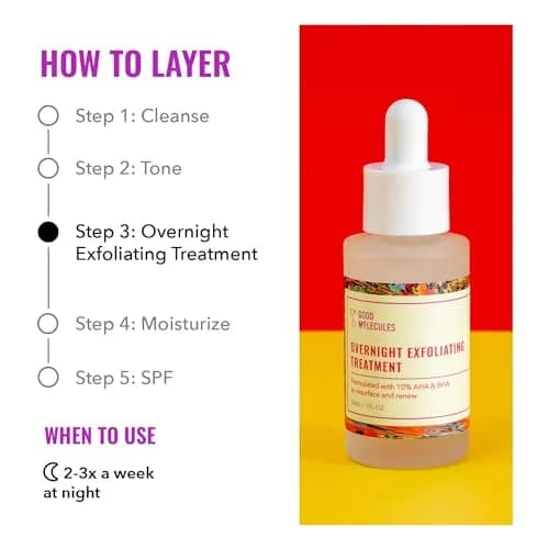 Good Molecules Overnight Exfoliating Treatment 120ml (4 Fl Oz) | AHA & BHA Face Exfoliator for Resurfacing thumbnail 4