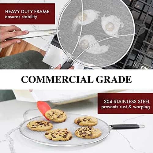BergKoch Splatter Screen for Frying Pan - 13 Inch Stainless Steel Grease Splatter Guard (Pack of 2) | Premium German Quality thumbnail 6