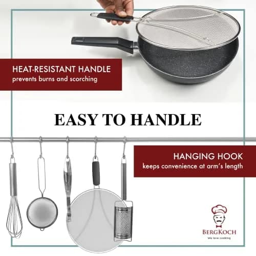 BergKoch Splatter Screen for Frying Pan - 13 Inch Stainless Steel Grease Splatter Guard (Pack of 2) | Premium German Quality thumbnail 7