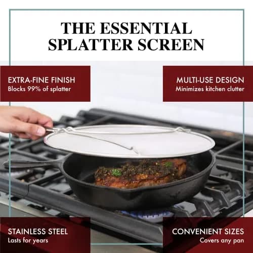 BergKoch Splatter Screen for Frying Pan - 13 Inch Stainless Steel Grease Splatter Guard (Pack of 2) | Premium German Quality thumbnail 2