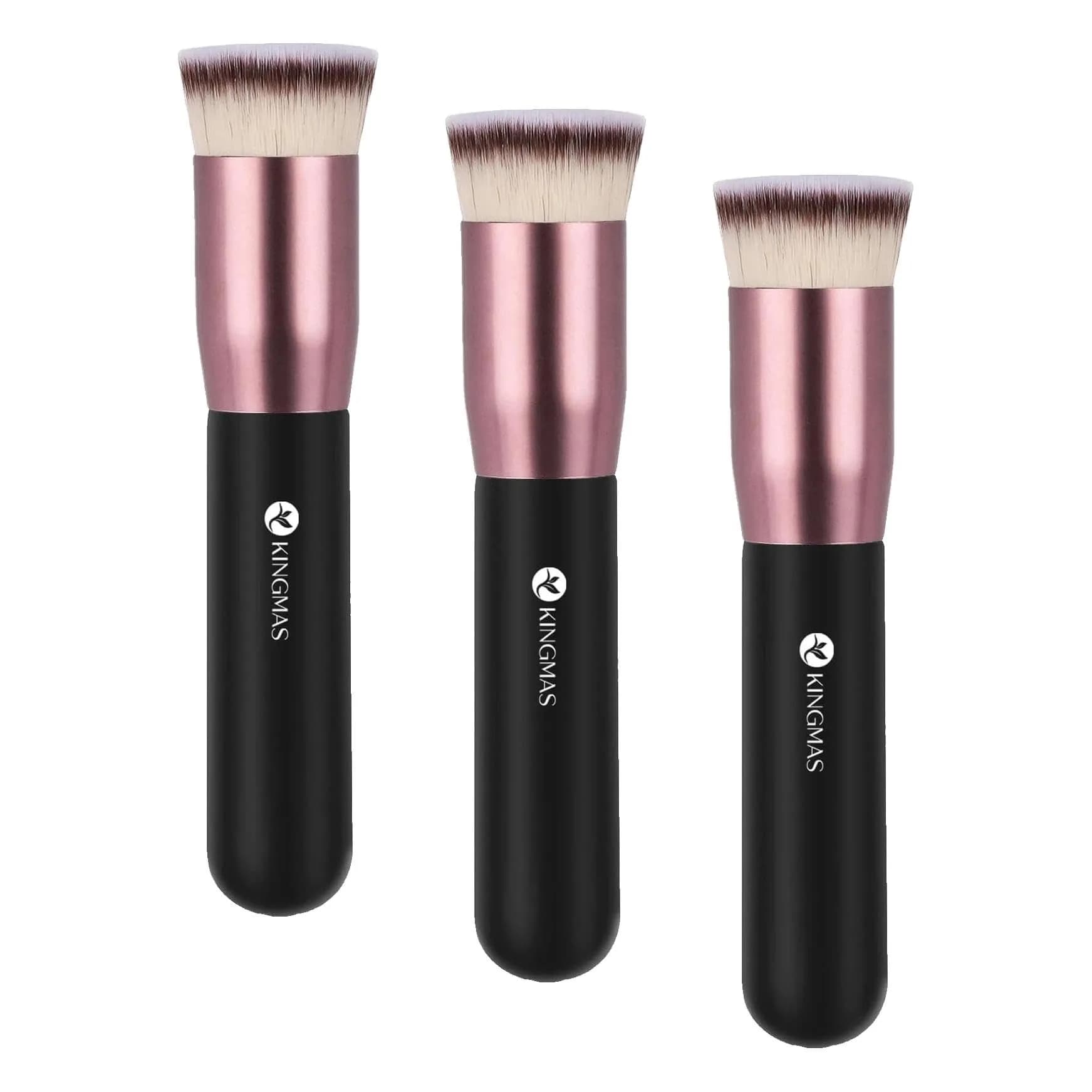 KINGMAS Round Foundation Brush, Premium Face Kabuki Makeup Brush with Synthetic Bristles, Black (1 Count) — Black
