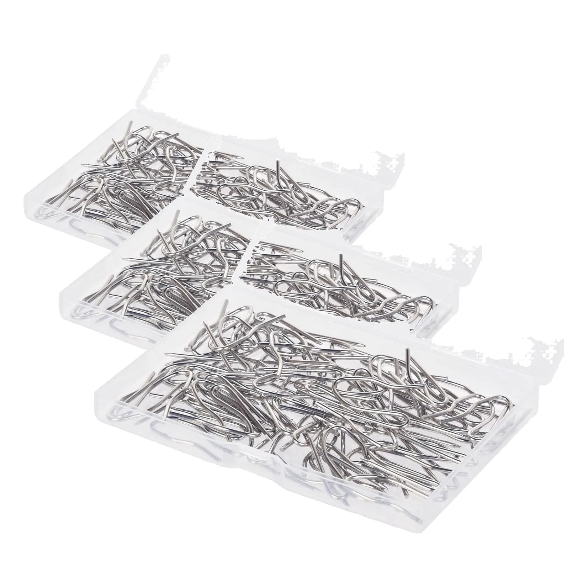 Nydotd Stainless Steel Curtain Hooks 58PCS | Rustproof Pin-On Hooks for Shower & Window (1.2 inch) — Silver