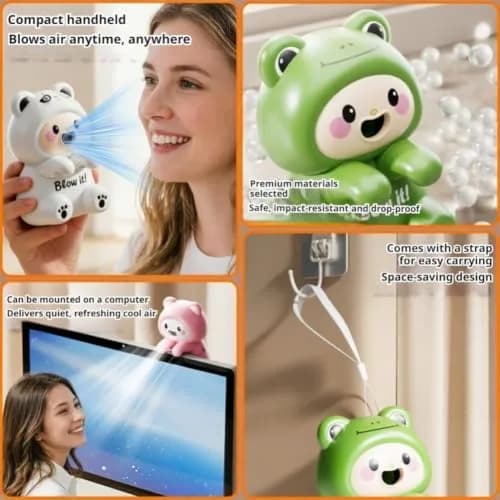 Generic Clip-On Mini Fan for Cup & Bowl, Cute Animal Design, USB-C Rechargeable | 8.5cm (3.35") Cooling Blower thumbnail 3