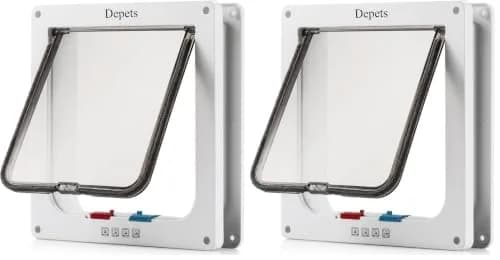 Depets Large Cat Door (Outer 9.9"x9.2") 4-Way Locking Pet Flap for Interior Exterior Doors, Weatherproof (Pack of 2) thumbnail 1