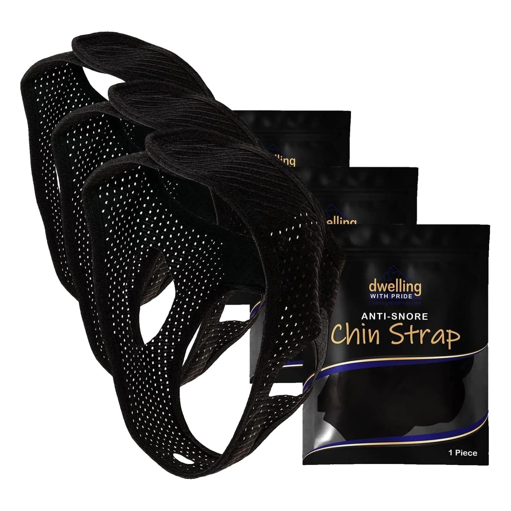 Dwelling With Pride Anti Snore Chin Strap Black | Ergonomic Fit for Men and Women — Black