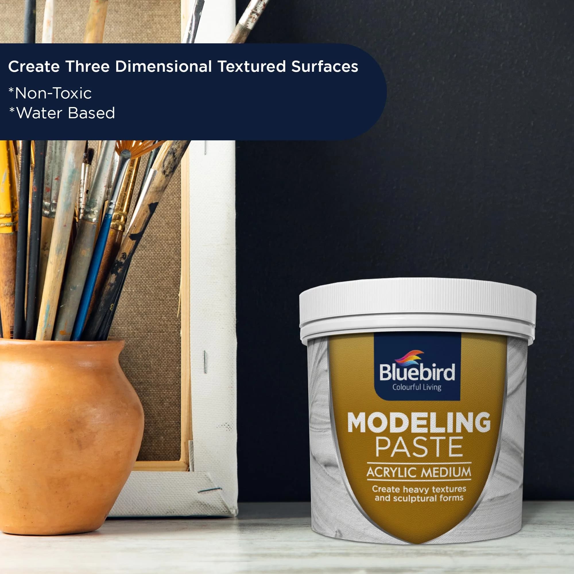 Bluebird Thick Modeling Paste White 2.4 kg (7.2 lb) | High Density Acrylic Medium for Texture & Dimension