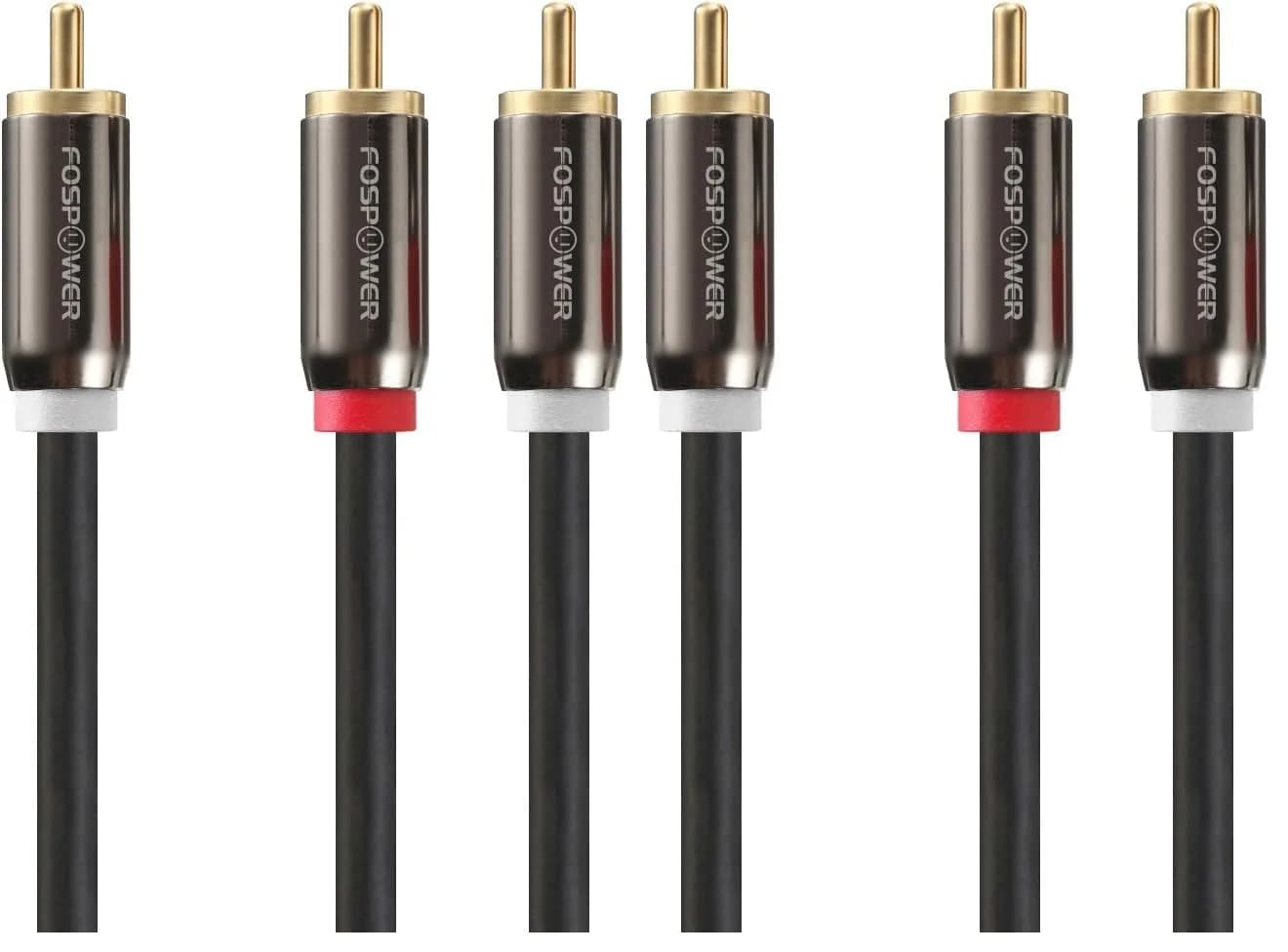 FosPower RCA Y-Adapter 6 Feet | Gold Plated Stereo Audio Splitter for Home Theater & Subwoofer — 06 FT