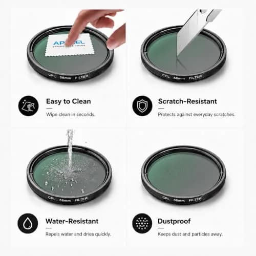 APEXEL 58mm CPL Filter for iPhone & DSLR | HD Circular Polarizer for Mobile & Camera thumbnail 7