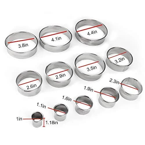 Bukuwa 12-Piece Round Cookie Cutter Set with Tin Box | Graduated Circle Pastry Cutters 2.6cm - 11.3cm thumbnail 5