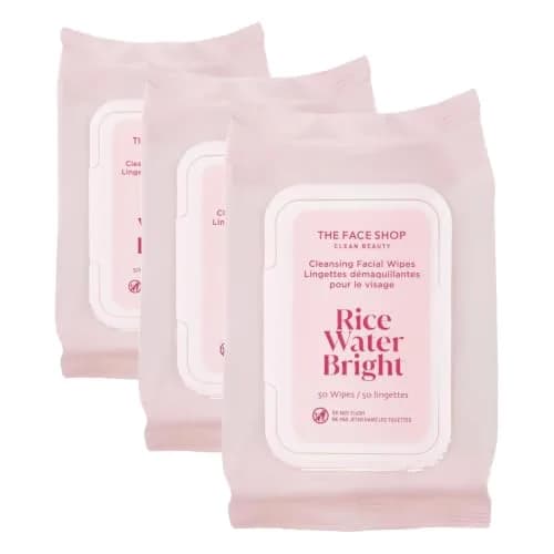 The Face Shop Rice Water Bright Makeup Remover Wipes 50 Count | Gentle, Hydrating, Korean Skincare thumbnail 1
