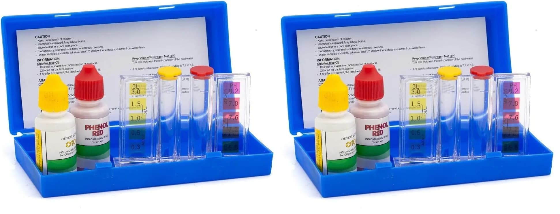 WWD POOL 2-Way Pool Water Test Kit for Chlorine & pH | Accurate Water Chemistry Testing (Pack of 2)