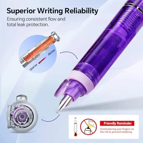 WRITECH Clictek Retractable Fountain Pen Medium Nib Black Ink, 10 Cartridges | Smooth Writing for Students & Professionals thumbnail 3