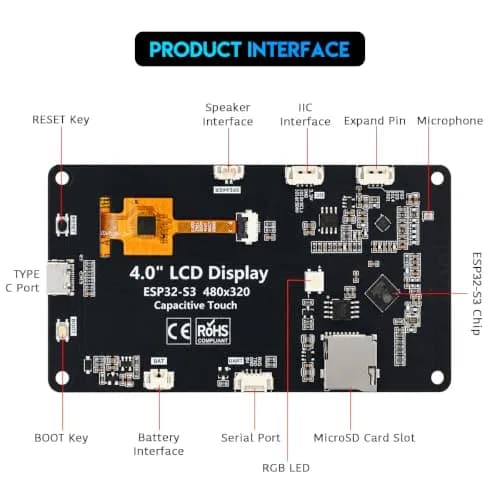 Hosyond ESP32-S3 Touchscreen Module 4.0" 240x320 IPS LCD Capacitive Touch thumbnail 4