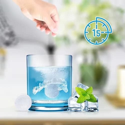 YKL Retainer & Denture Cleaner Tablets Mint - 240 Tablets (120 pcs x 2 Packs) | Deep Clean & Odor Removal for Aligners, Mouth Guards, False Teeth thumbnail 4