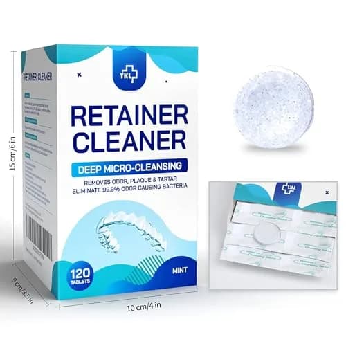 YKL Retainer & Denture Cleaner Tablets Mint - 240 Tablets (120 pcs x 2 Packs) | Deep Clean & Odor Removal for Aligners, Mouth Guards, False Teeth thumbnail 2
