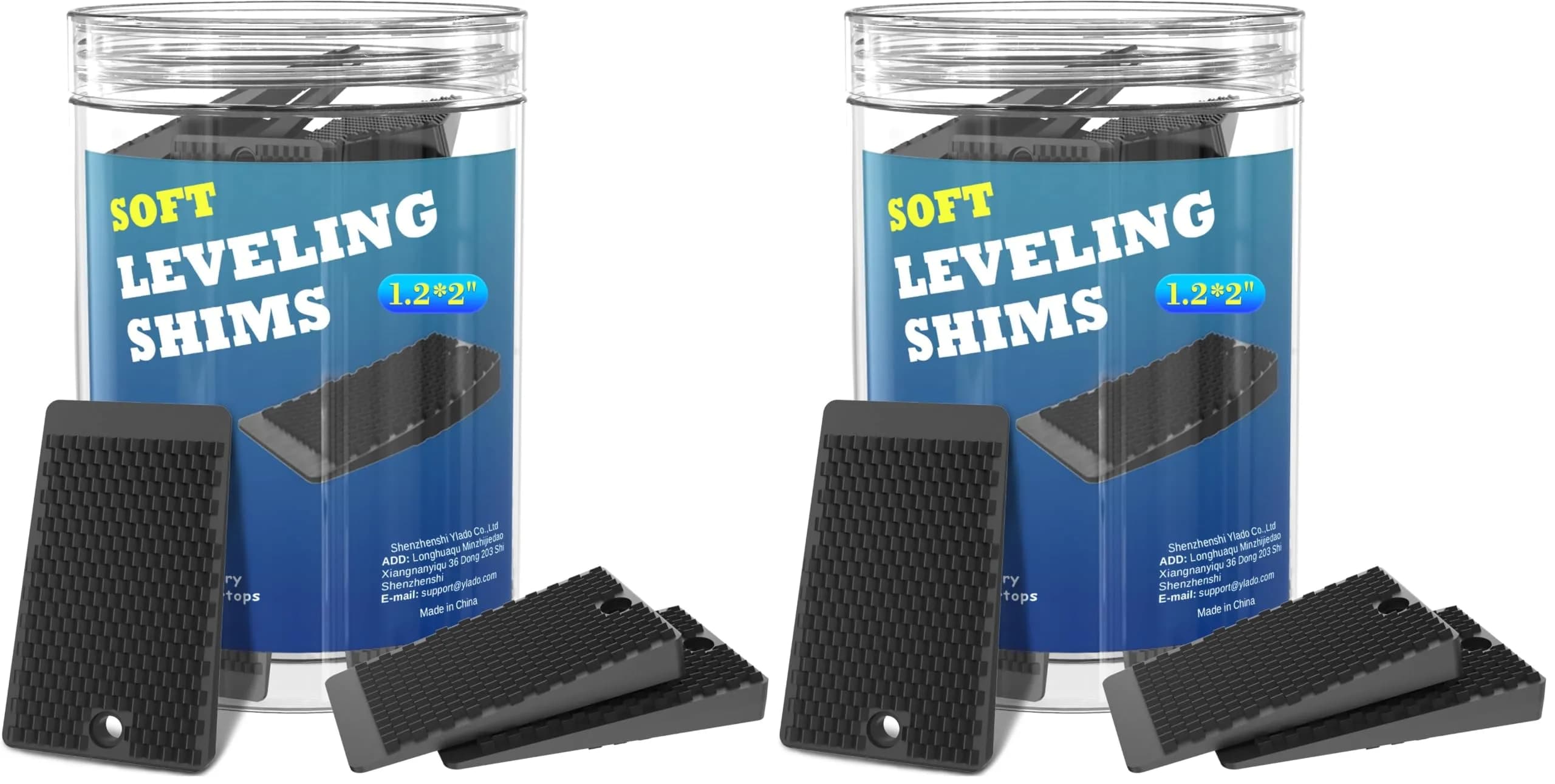YARKOR Black Furniture Levelers 2" (5 cm) Wedge Shims | Pack of 2 (64 Total Pieces)