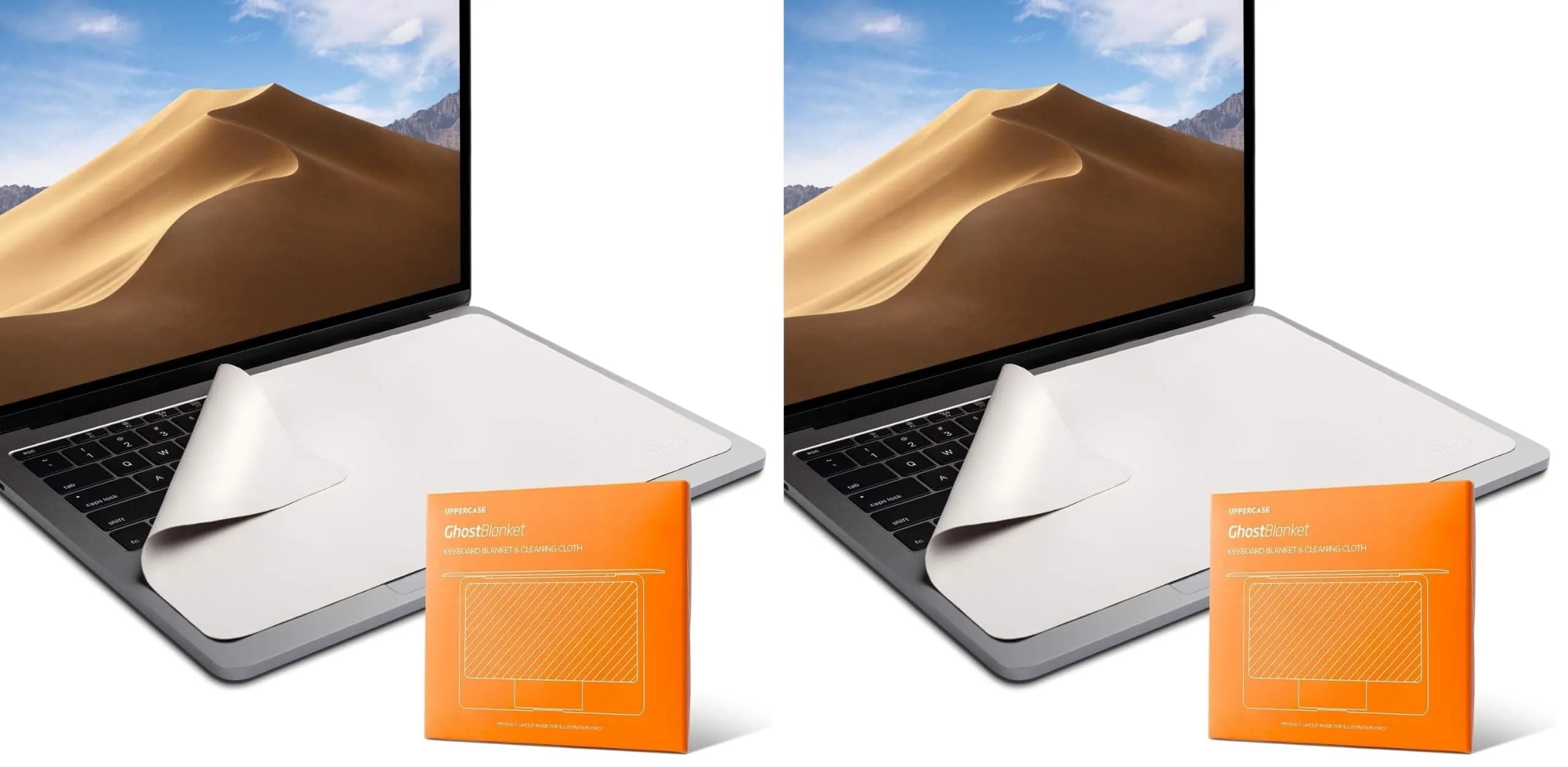 UPPERCASE GhostBlanket Screen Keyboard Imprint Protection Microfiber Liner and Cleaning Cloth 290mm x 186mm | Protects MacBook Screens from Keyboard Marks — White