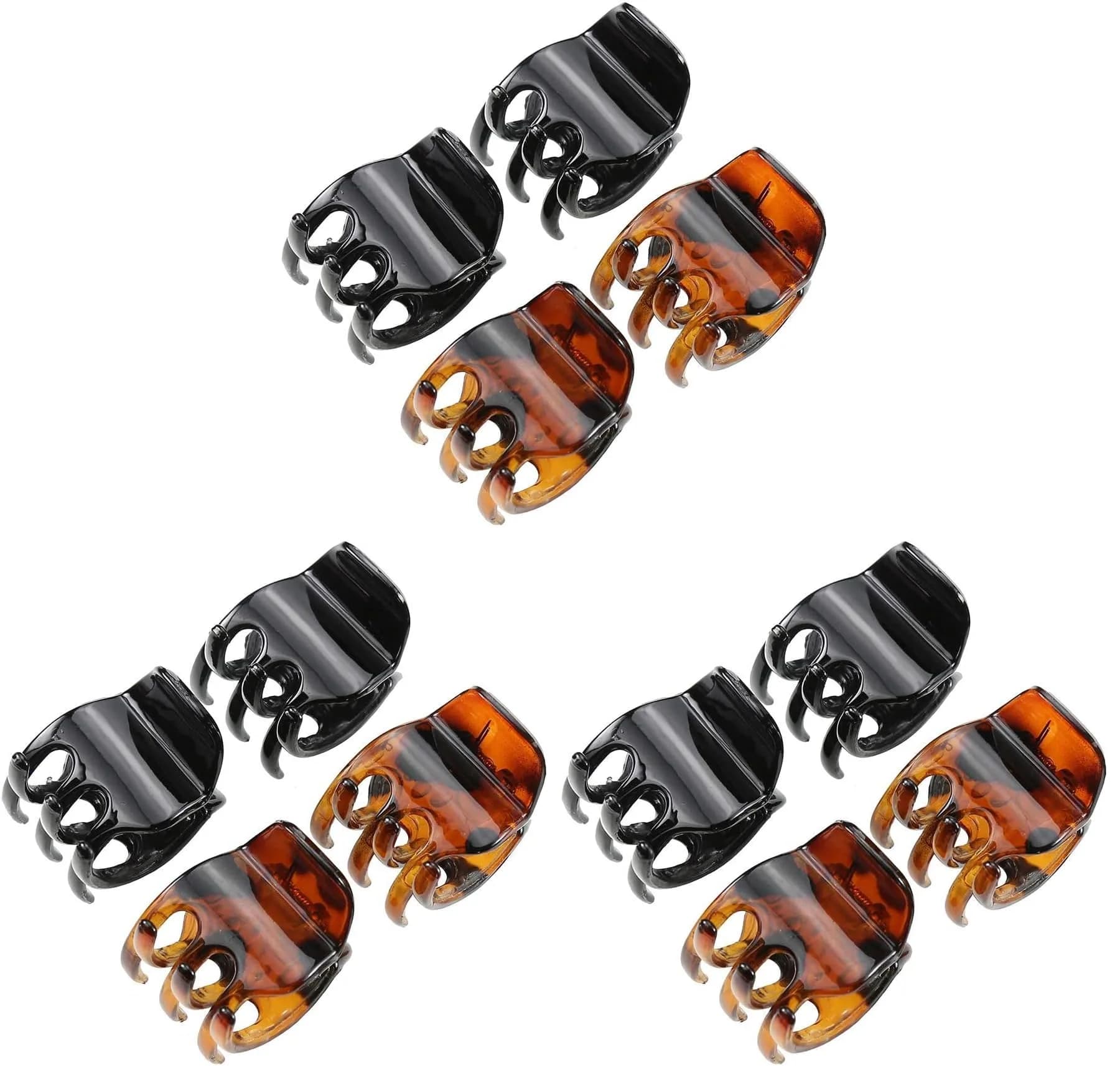 minihope Medium Claw Clips for Women - 12 Pack Hair Jaw Clips, 1.37 Inch Nonslip Hair Accessories for Easy Updo, Makeup & Face Washing, Black and Brown Plastic Hair Claws for All Hair Types