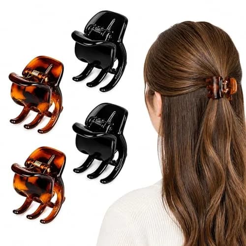minihope Medium Claw Clips for Women - 12 Pack Hair Jaw Clips, 1.37 Inch Nonslip Hair Accessories for Easy Updo, Makeup & Face Washing, Black and Brown Plastic Hair Claws for All Hair Types thumbnail 2