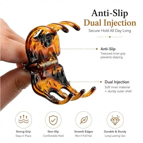 minihope Medium Claw Clips for Women - 12 Pack Hair Jaw Clips, 1.37 Inch Nonslip Hair Accessories for Easy Updo, Makeup & Face Washing, Black and Brown Plastic Hair Claws for All Hair Types thumbnail 3