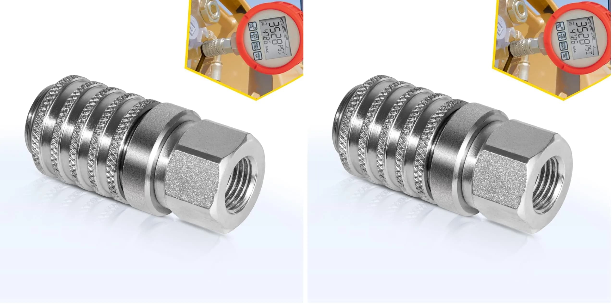 Yoursme PD242 Series Steel Test Port Quick Coupler | 1/8" Body, 1/4"-18 NPTF Thread, 6000 PSI — Silver