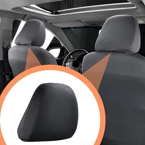 Crynod Black Knitted Stretch Headrest Covers (2 PCS, 23cm x 27cm) | Universal Fit for Cars & SUVs thumbnail 6