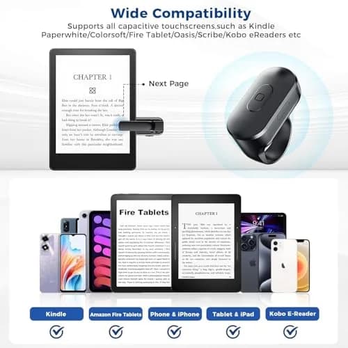 Locthal Black Ring Remote Control Page Turner for Kindle Paperwhite/Fire HD Tablet | Hands-Free Reading Accessory thumbnail 4