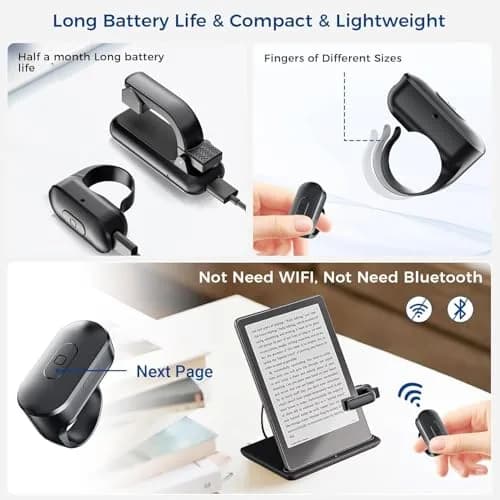 Locthal Black Ring Remote Control Page Turner for Kindle Paperwhite/Fire HD Tablet | Hands-Free Reading Accessory thumbnail 5