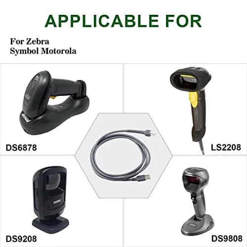 Sumicor USB Barcode Scanner Cable for Zebra & Motorola LS2208 LS3008 LS9208 (2m/6.56ft) Pack of 2 thumbnail 4