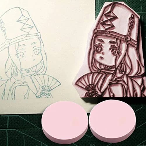 XoreArt Pink Rubber Carving Blocks 2"x2" x 0.39" (16 Blocks Total) | Soft & Easy to Carve for Stamps thumbnail 3