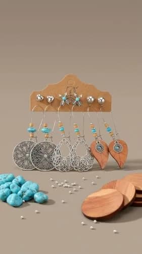 JYSO Mystery Jewelry Jar Bundle – 45+ Piece Turquoise Boho Western Jewelry Set for Women | 11.9"x2.87"x5.98" (30.2cm x 7.3cm x 15.2cm) thumbnail 6