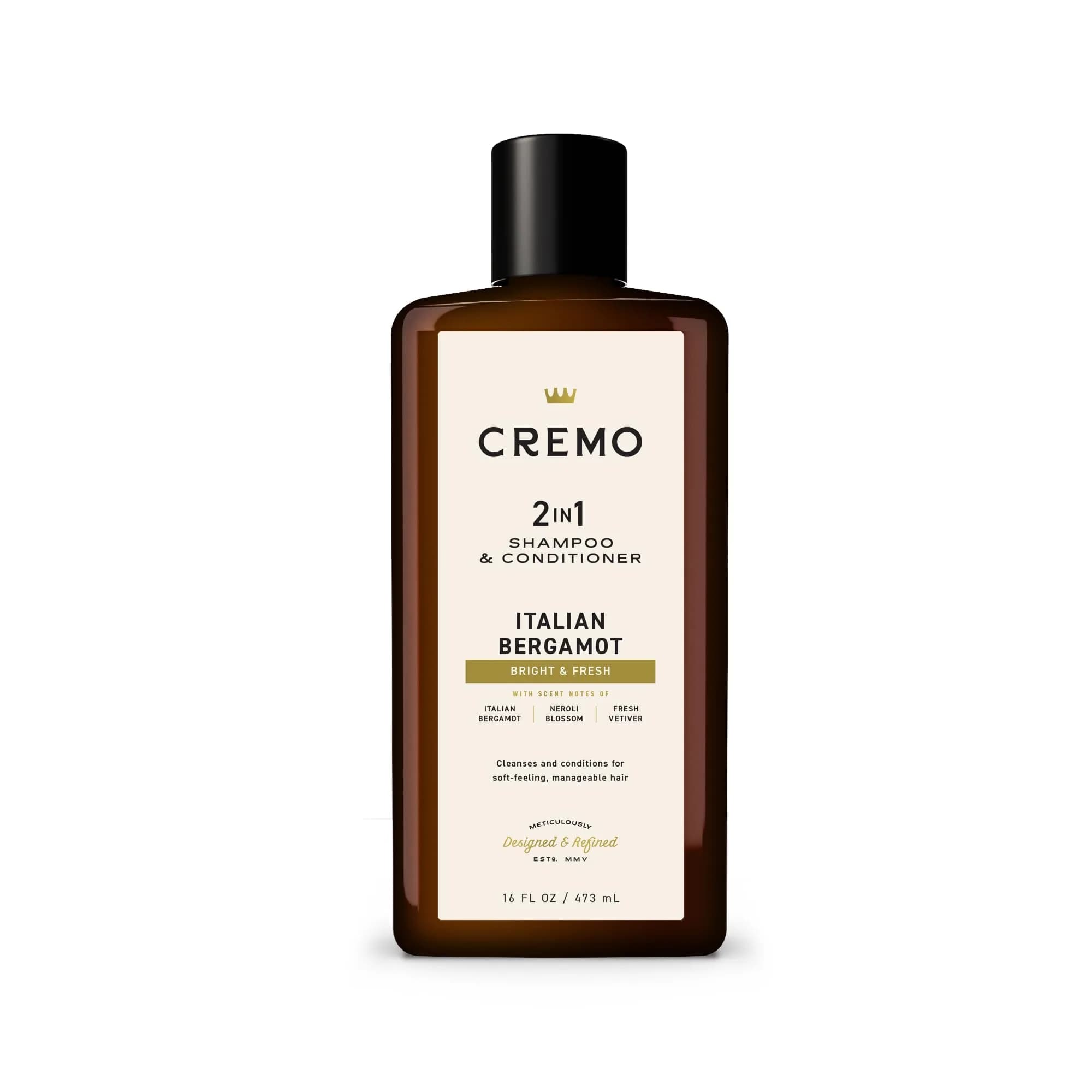 Cremo Italian Bergamot 2-in-1 Shampoo & Conditioner for Men, 473ml (16 Fl Oz) Pack of 12 | Invigorating Scent for All Hair Types