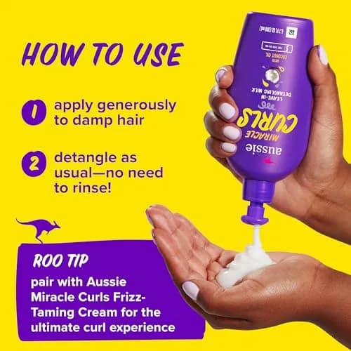 Aussie Miracle Curls Detangling Milk Leave-In Conditioner 163ml (5.5 Fl Oz) | Coconut & Jojoba Oil for Curly Hair thumbnail 5