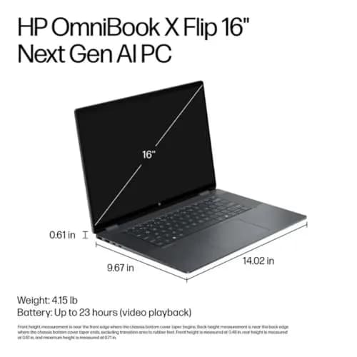 HP OmniBook X Flip 2-in-1 16" 2K Touchscreen Laptop,Intel Ultra 7,Arc 140V | 360° Convertible, 16GB RAM, 1TB SSD thumbnail 9