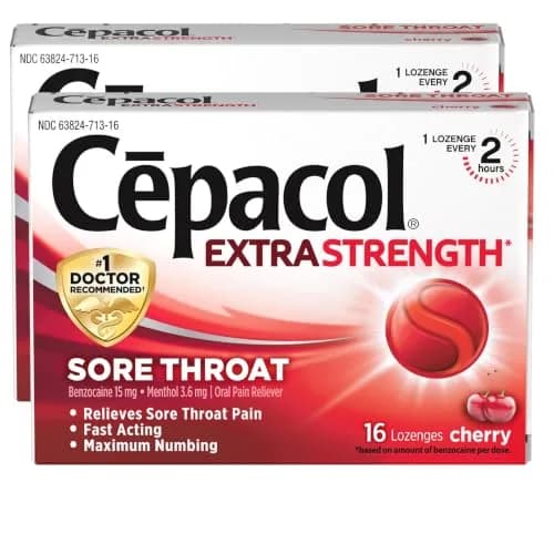 Cepacol Extra Strength Sore Throat Lozenges, Cherry 16ct (Pack of 2) | Fast-Relief Oral Pain & Cough Suppressant thumbnail 1