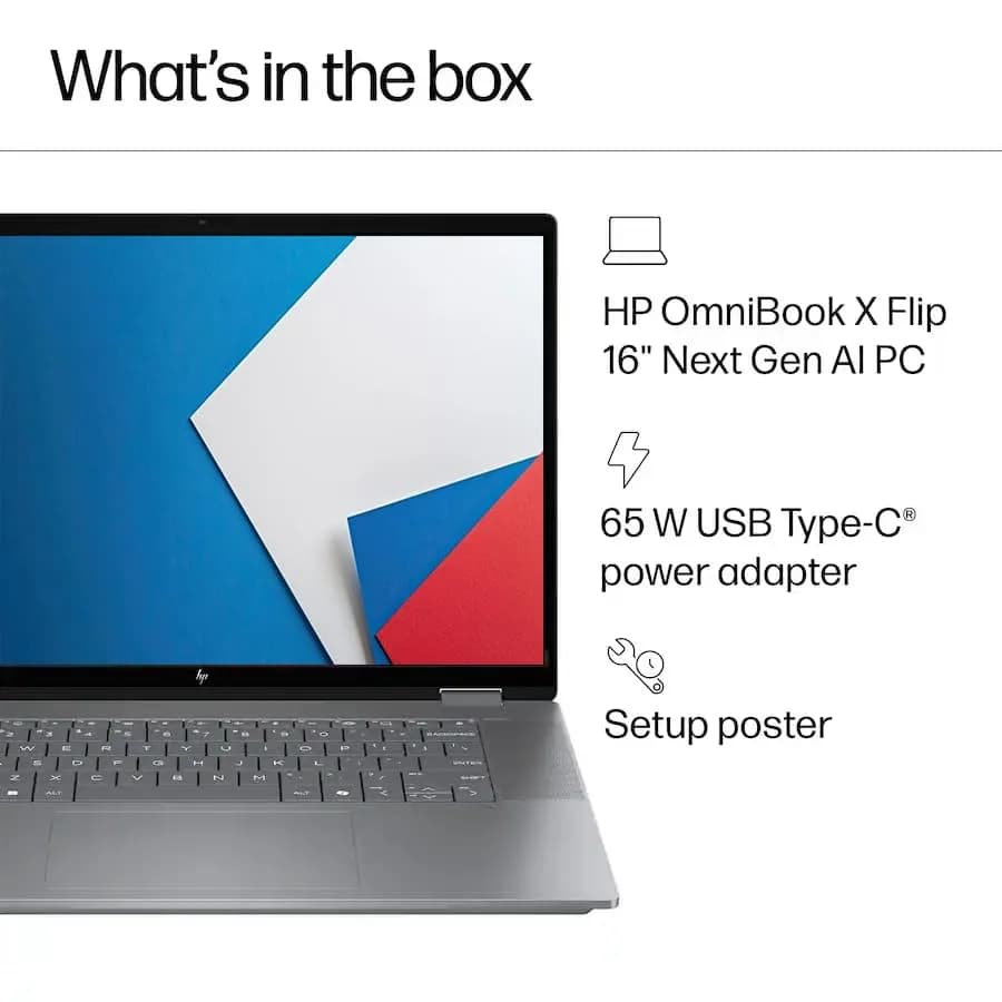 HP OmniBook X Flip 16 2-in-1 Laptop 16" WUXGA IPS Touchscreen | AMD Ryzen 5 220, 8GB RAM, 256GB SSD thumbnail 9