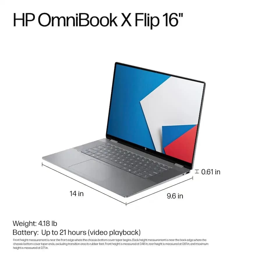 HP OmniBook X Flip 16 2-in-1 Laptop 16" WUXGA IPS Touchscreen | AMD Ryzen 5 220, 8GB RAM, 256GB SSD thumbnail 12