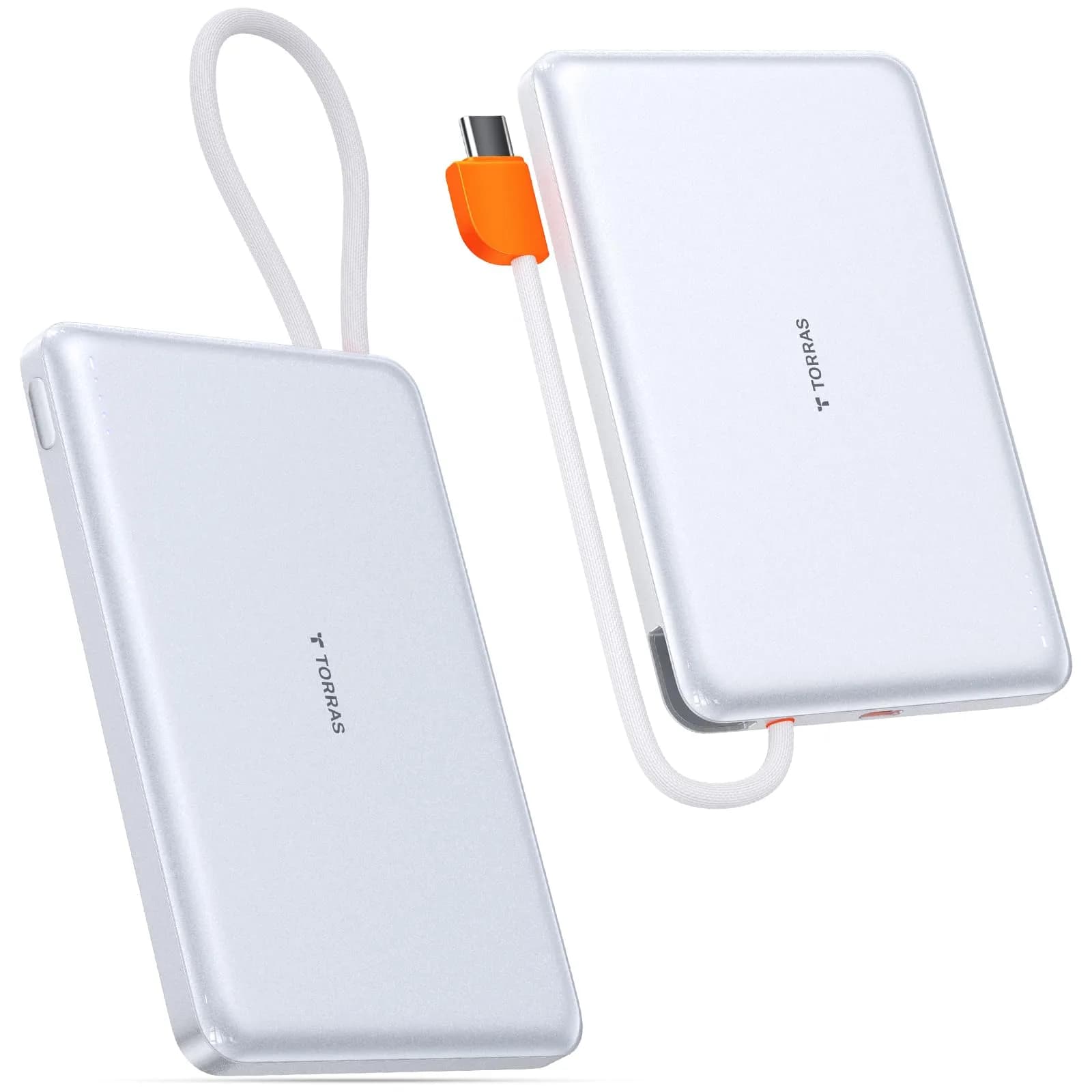 TORRAS 10000mAh Power Bank with Built-in USB-C Cable | Slim, Fast Charging, Durable Design - main product image