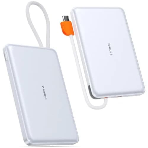 TORRAS 10000mAh Power Bank with Built-in USB-C Cable | Slim, Fast Charging, Durable Design thumbnail 1
