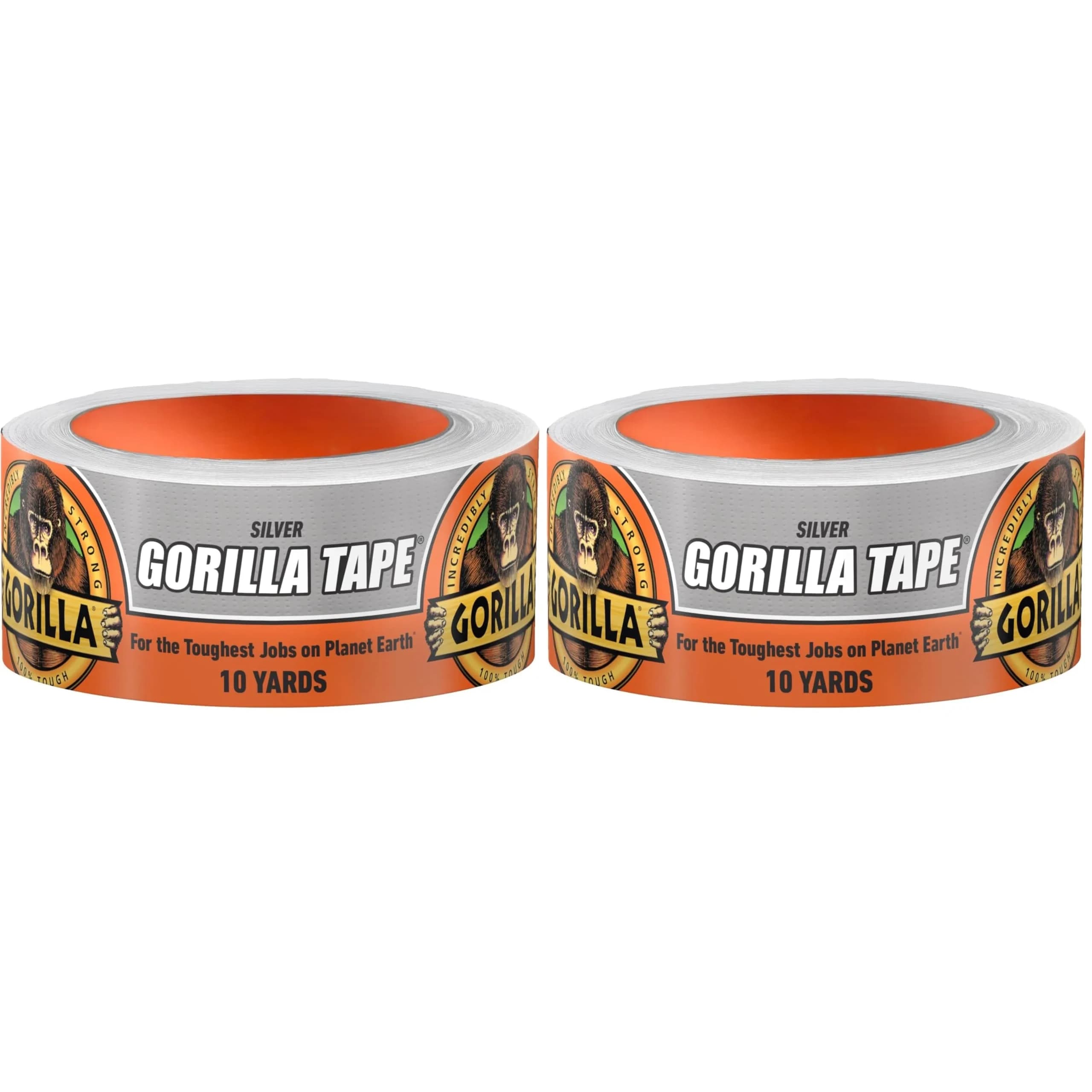 Gorilla Duct Tape Silver 1.88 in x 10 yd (Pack of 2) | Triple Layer Strength for Tough Jobs — Pack of 2