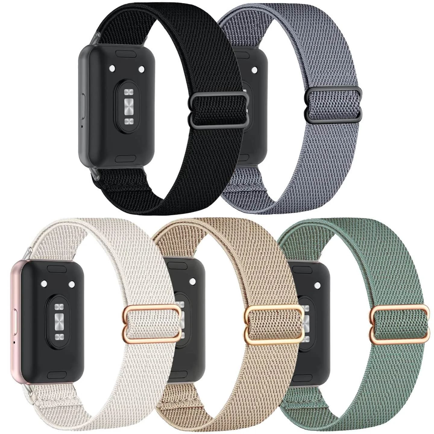 CUNUJIX 5 Pack Stretchy Watch Bands Compatible with Samsung Galaxy Fit 3 | Nylon Elastic Fabric Strap for Galaxy Fit 3 SM-R390 - main product image