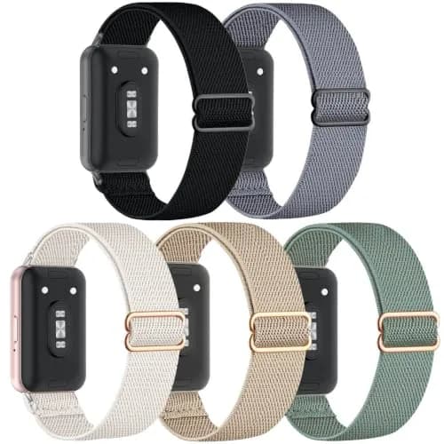 CUNUJIX 5 Pack Stretchy Watch Bands Compatible with Samsung Galaxy Fit 3 | Nylon Elastic Fabric Strap for Galaxy Fit 3 SM-R390 thumbnail 1