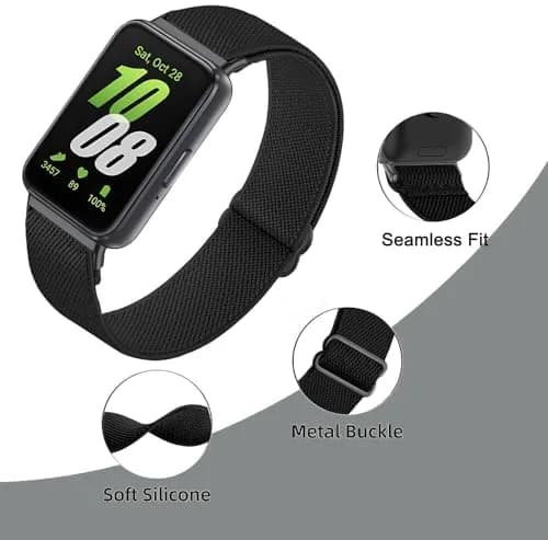 CUNUJIX 5 Pack Stretchy Watch Bands Compatible with Samsung Galaxy Fit 3 | Nylon Elastic Fabric Strap for Galaxy Fit 3 SM-R390 thumbnail 3