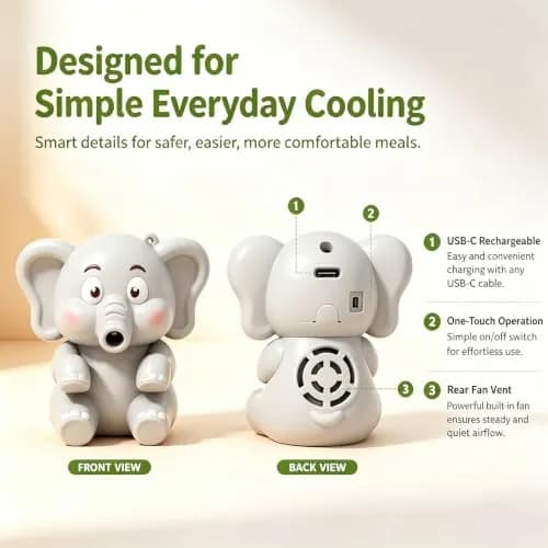 Generic Cooling Clip-On Mini Fan for Cup & Bowl, Gray 7.1 cm (2.8 in) | USB Rechargeable, 3-6 Hour Runtime thumbnail 2