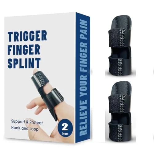 NSKONGDODO Trigger Finger Splint Brace for Knuckle Immobilization, Arthritis Relief, Pain Relief, Fits Index, Middle, Ring Fingers (2 Pack, Black) thumbnail 1