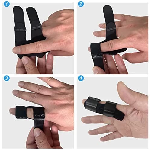 NSKONGDODO Trigger Finger Splint Brace for Knuckle Immobilization, Arthritis Relief, Pain Relief, Fits Index, Middle, Ring Fingers (2 Pack, Black) thumbnail 4